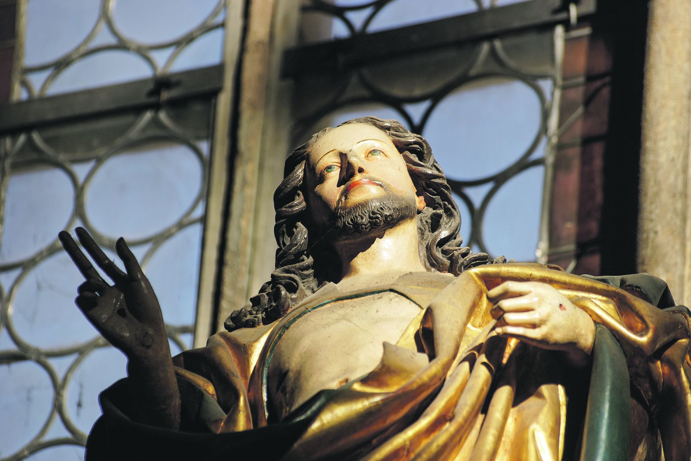 Segnender Auferstehungschristus (um 1480) vom Petersaltar in der evangelischen Kirche St. Sebald in Nürnberg