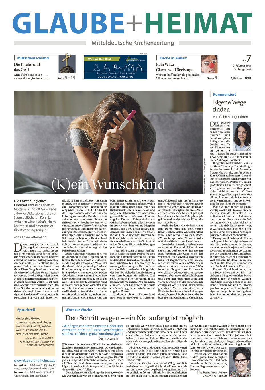 "Glaube+Heimat", Nr. 7, 17. Februar 2019 (Septuagesimä)