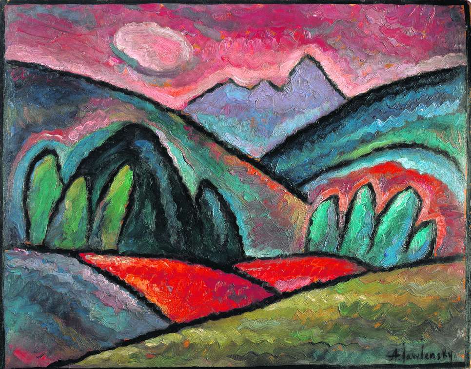 Heimatkunde in Ölfarben: Alexej von Jawlenskys »Landschaft bei Oberstdorf« (Öl auf Malkarton, 1912) entstammt der Sammlung des Kohleforschers Karl Ziegler, der mit seiner Frau lange Zeit in Halle lebte.