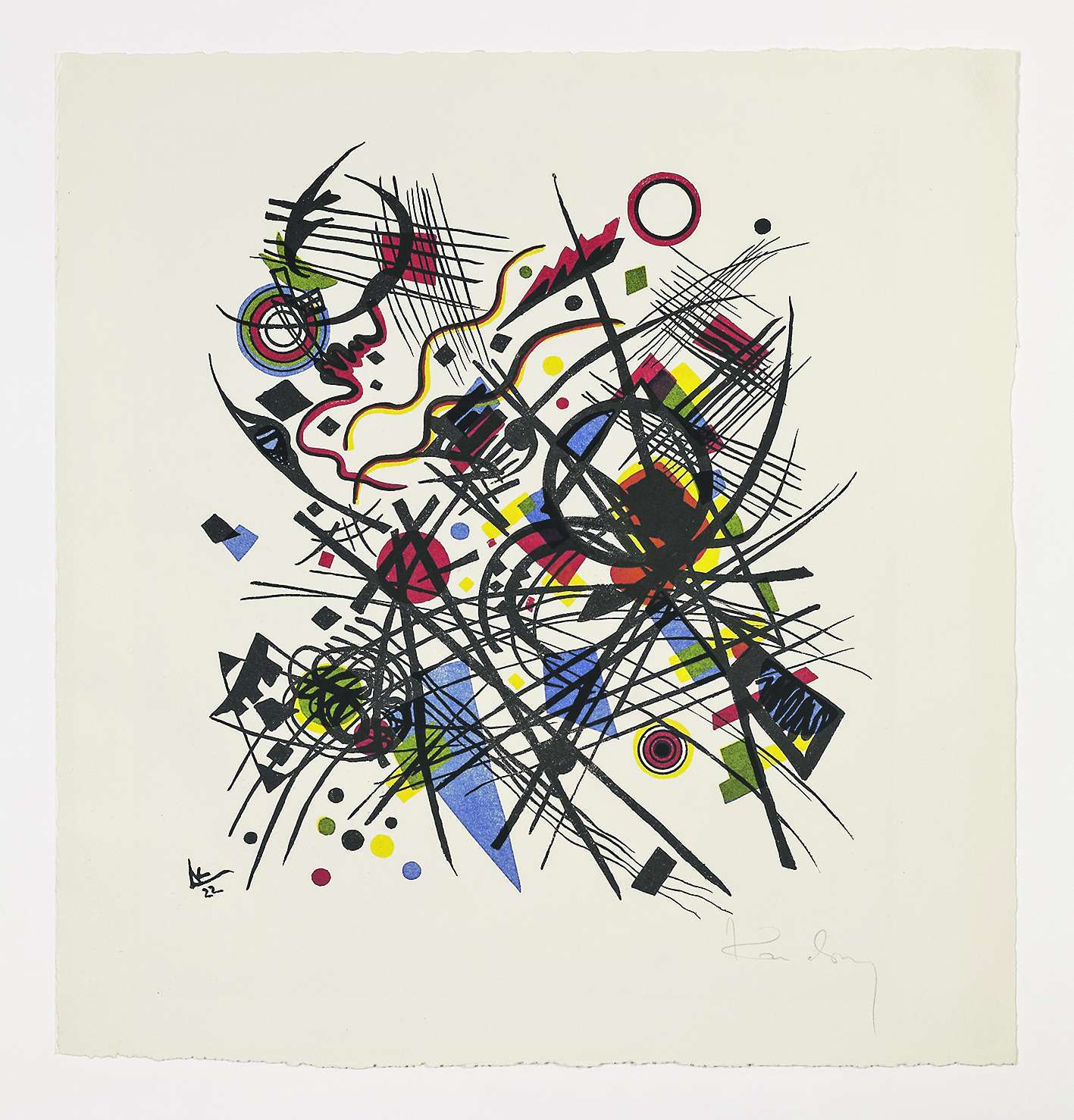 Esoteriker am Werk: »Komposition« von Wassily Kandinsky (Lithografie 1922). Walter Gropius hatte 1921 die künstlerische Avantgarde Europas eingeladen, je eine Druckgrafik zu seiner Edition »Neue Europäische Graphik« beizusteuern.
