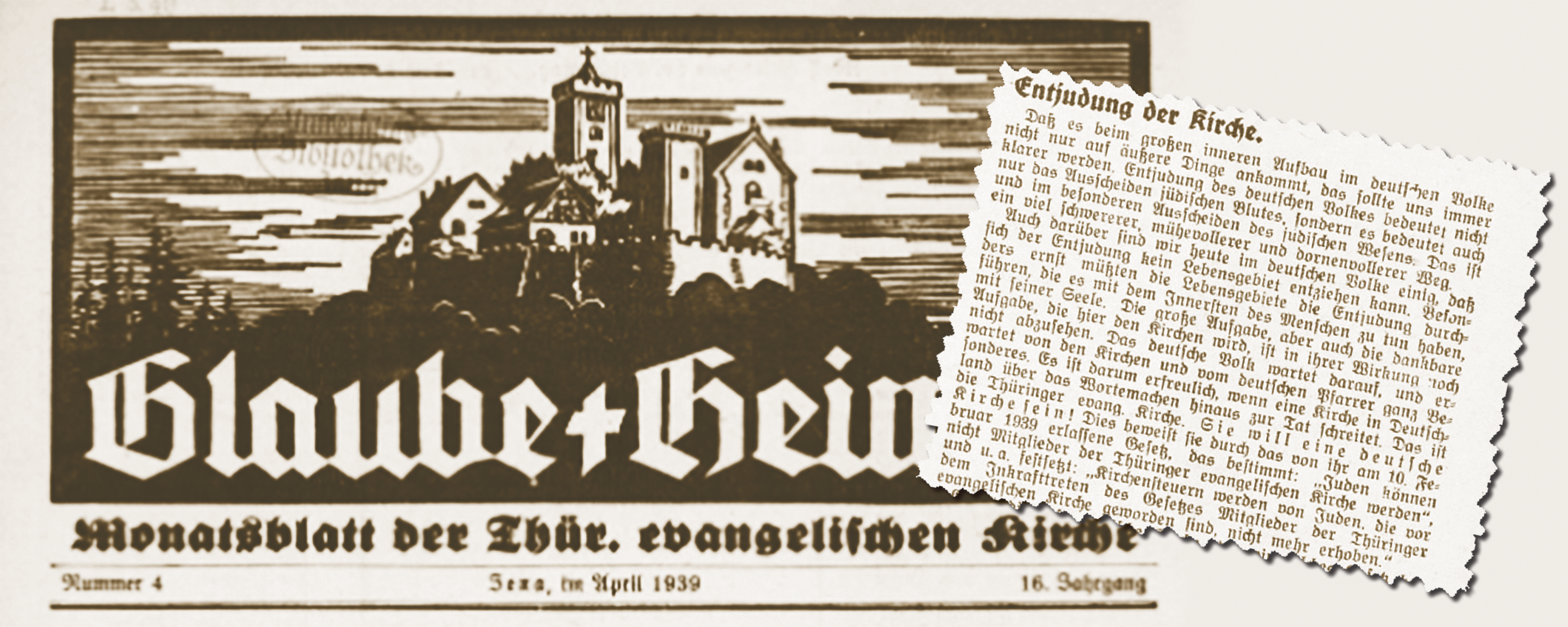 Dunkle Vergangenheit: In der April-Ausgabe der Kirchenzeitung 1939 wird über das Kirchengesetz zur "Entjudung der Kirche" berichtet. "Inzwischen ist dasselbe Gesetz auch von den Ev. Kirchen für Anhalt und von der Ev.-luth. Kirche Sachsens in Kraft gesetzt worden", heißt es da.