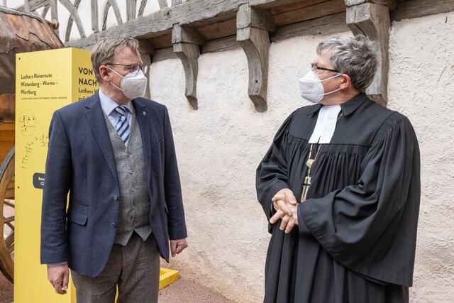 Bodo Ramelow und Landesbischof Friedrich Kramer. | Foto: Paul-Philipp Braun 