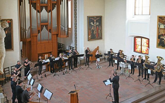 Konzert des Bläserkreises Anhalt und des Jugendposaunenchores "Youth in Brass" am 18. Juni in der Dessauer Johanniskirche.  | Foto: Johannes Killyen / Landeskirche Anhalts