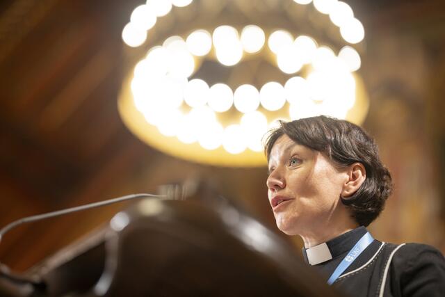 Rede der Generalsekretärin des LWB, Pfarrerin Anne Burghardt  | Foto: epd-bild / Paul-Philipp Braun