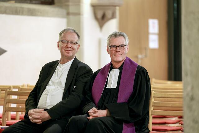 Regionalbischof Johann Schneider und Domprediger Jörg Uhle-Wettler