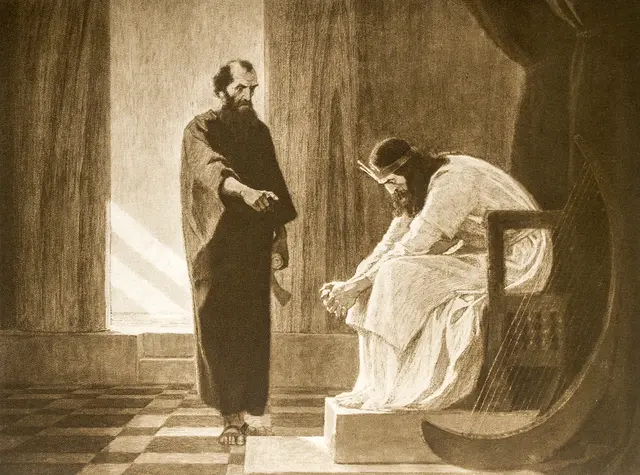 König David ist als Harfe spielender Psalmdichter bekannt. Mit seinem Machtmissbrauch wird durch Nathan konfrontiert. | Foto: Foto: Renáta Sedmáková – stock.adobe.com