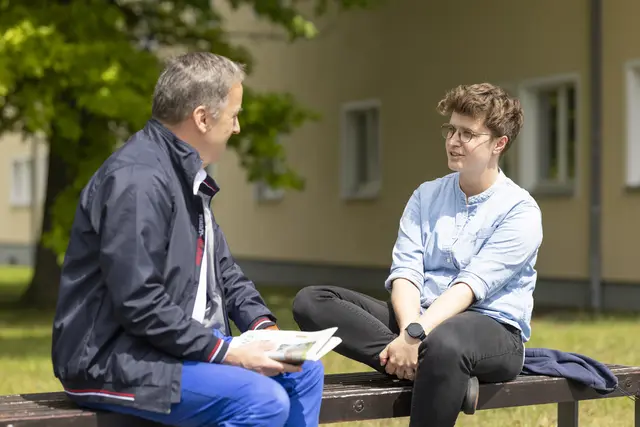 Anna-Nicole Heinrich bei ihrer #praesestour im Gespräch mit Willi Wild | Foto: Paul-Philipp Braun