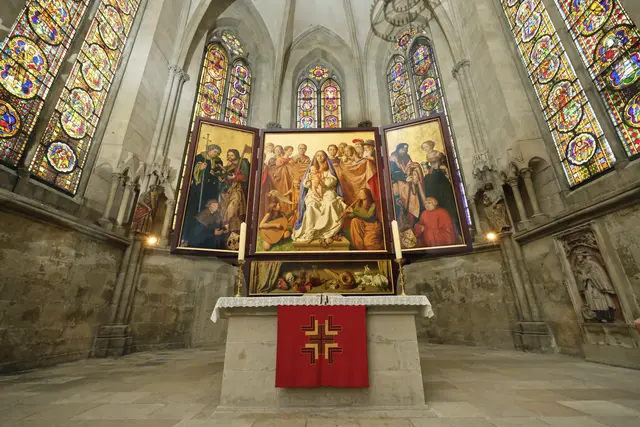Der Cranach-Triegel-Altar im Westchor des Naumburger Domes. | Foto: epd-Bild/Rico Thumser