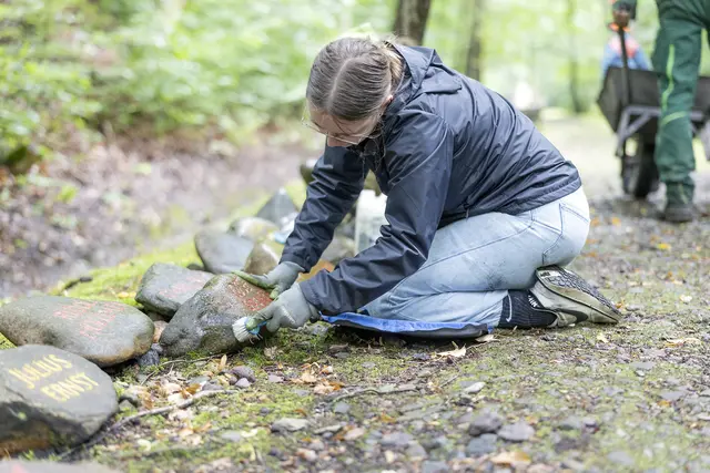 Die Findlinge neben der Bahntrasse erinnern an das Schicksal von 2000 Kindern und Jugendlichen, die in den NS-Vernichtungslagern umgebracht wurden. | Foto: Paul-Philipp Braun