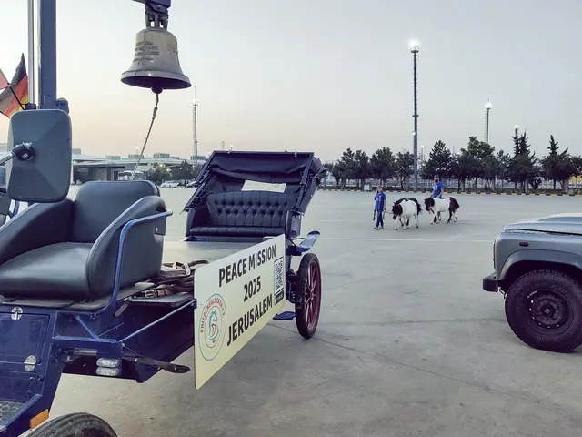 Abendrunde am Grenzübergang: Die neun Pferde, darunter auch Ponys, brauchen während der Wartezeit Bewegung.  | Foto: Foto: Facebook/Friedenstreck