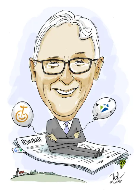 Stefan Große als Herr über den Haushalt der EKM mit vielfältigen weiteren Aufgaben, dargestellt vom G+H-Karikaturisten NEL | Foto: Nel