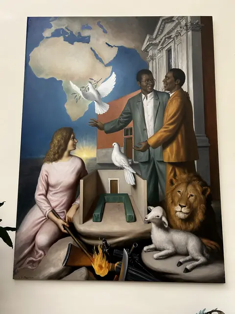 Ein Gemälde, das die erfolgreichen Friedensbemühungen von Sant‘Egidio in Mosambique zeigen soll | Foto: Willi Wild