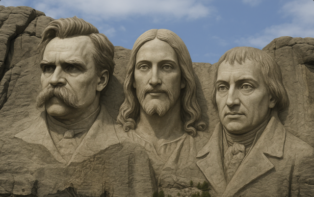 Nietzsche, Jesus, Fichte (K.I. generiertes Bild)