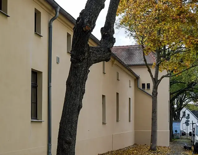 Die sanierte Front des Männerhauses in Bernburg. | Foto: Kerstin Wernicke