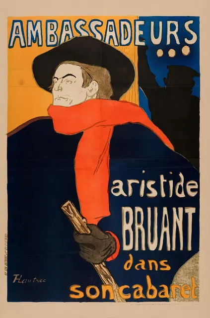 Henri de Toulouse-Lautrec,
Ambassadeurs - Aristide Bruant dans son cabaret,
1892, Lithographie
 | Foto: Foto: Museum Folkwang Essen – ARTOTHEK | G-1822
