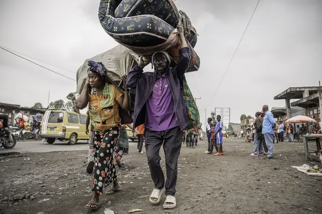 Flüchtlinge müssen die Provinzhauptstadt Goma (Kongo) verlassen, wo sie vor den Kämpfen in ihren Dörfern Zuflucht gefunden haben. | Foto: epd-bild/Jospin Mwisha