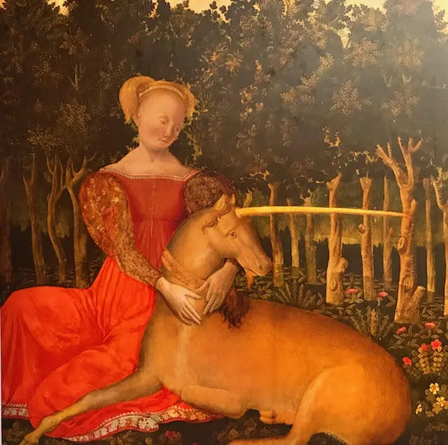 Ausschnitt aus Dario die Giovanni (um 1420 vor 1490)
Jungfrau mit Einhorn  | Foto: JH