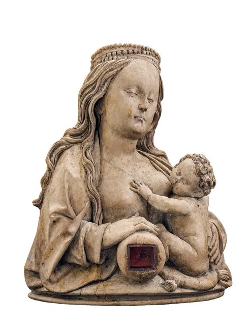 Stillende Madonna: Erst kürzlich gelang es dem Museumsverein die Büste aus dem frühen 16. Jahrhundert zurückzukaufen. Die Rückkehr begeht das Museum nun mit einer Kabinettsausstellung. | Foto: Staatliche Museen zu Berlin
