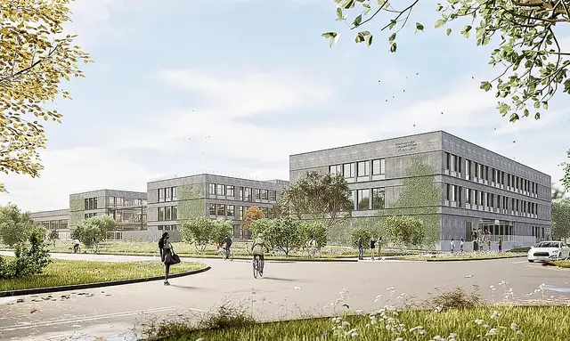 Nachhaltig und multifunktional: In dem Neubau sollen ab 2027 etwa 1000 Schüler lernen. | Foto: Grafik: RBZ/Bistum Erfurt