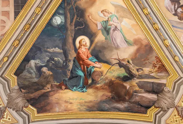 Jesus betet allein im Garten Gethsemane – Fresko in der Kathedrale Collegiata di Lorenzo in Voghera (Italien) | Foto: Foto: Renáta Sedmáková – stock.adobe.com