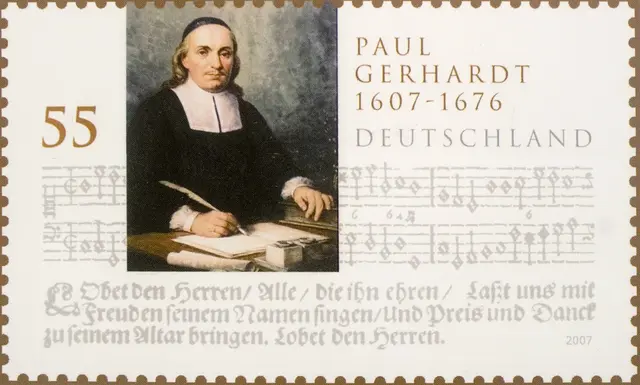 Eine Sonderbriefmarke würdigt den Kirchenlieddichter. Sie erschien zu seinem 400. Geburtstag. | Foto: epd-bild/Rolf Zöller