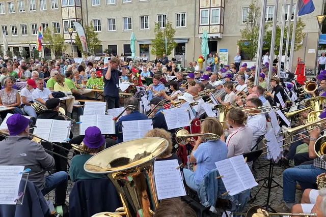Stimmungsvolle Bläsermusik beim Hoffnungskulturfest in Dessau-Roßlau. | Foto: Thomas Nawrath