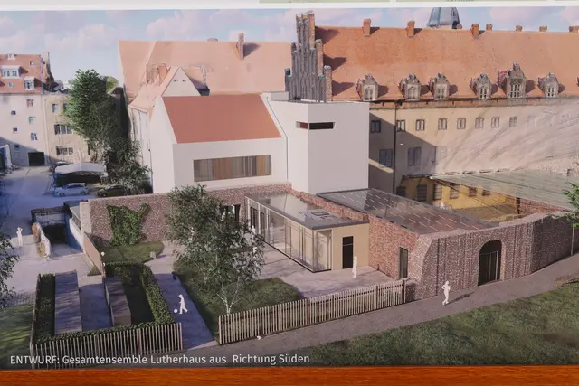 Modellfoto: Neubau des Eingangsgebäudes vor dem Lutherhaus. | Foto: Thomas Nawrath
